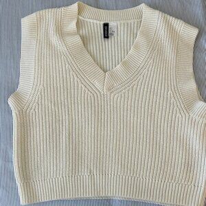 Cream and White Knit Vest